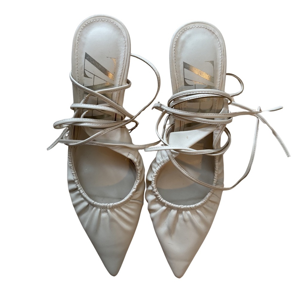 Zara Cream Pointed Toe Heels